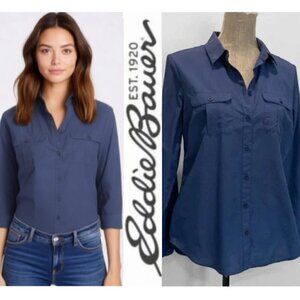 Nwot Eddie Bauer Blue Lightweight Button Down Shirt Medium